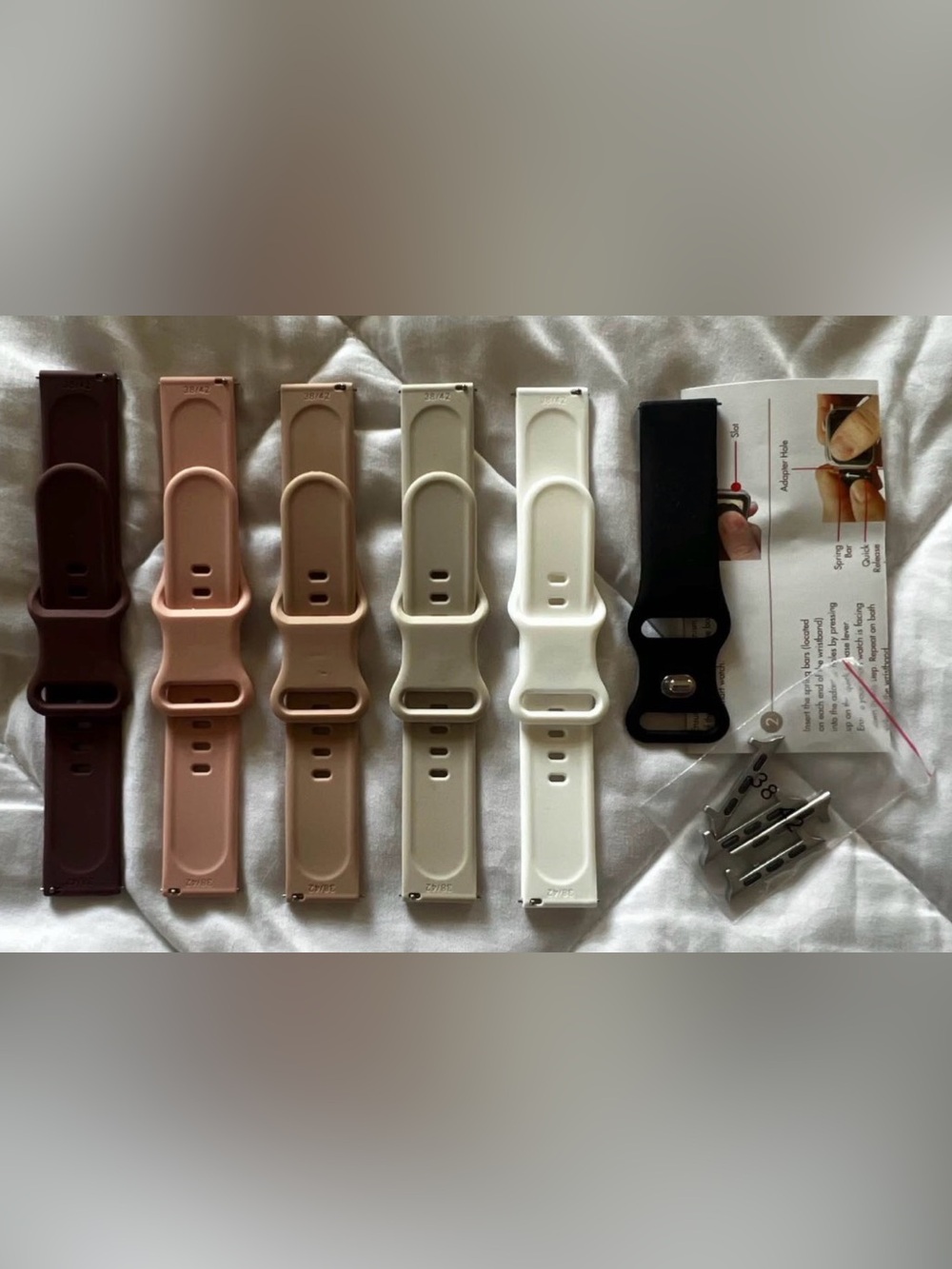 Silicone Watch Bands and Adapter Set - Multiple Neutral Colors